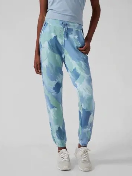 Athleta Girls Blue Green Tie Dye Jogger Sweatpants Elastic Waist Cuffs Size Xl